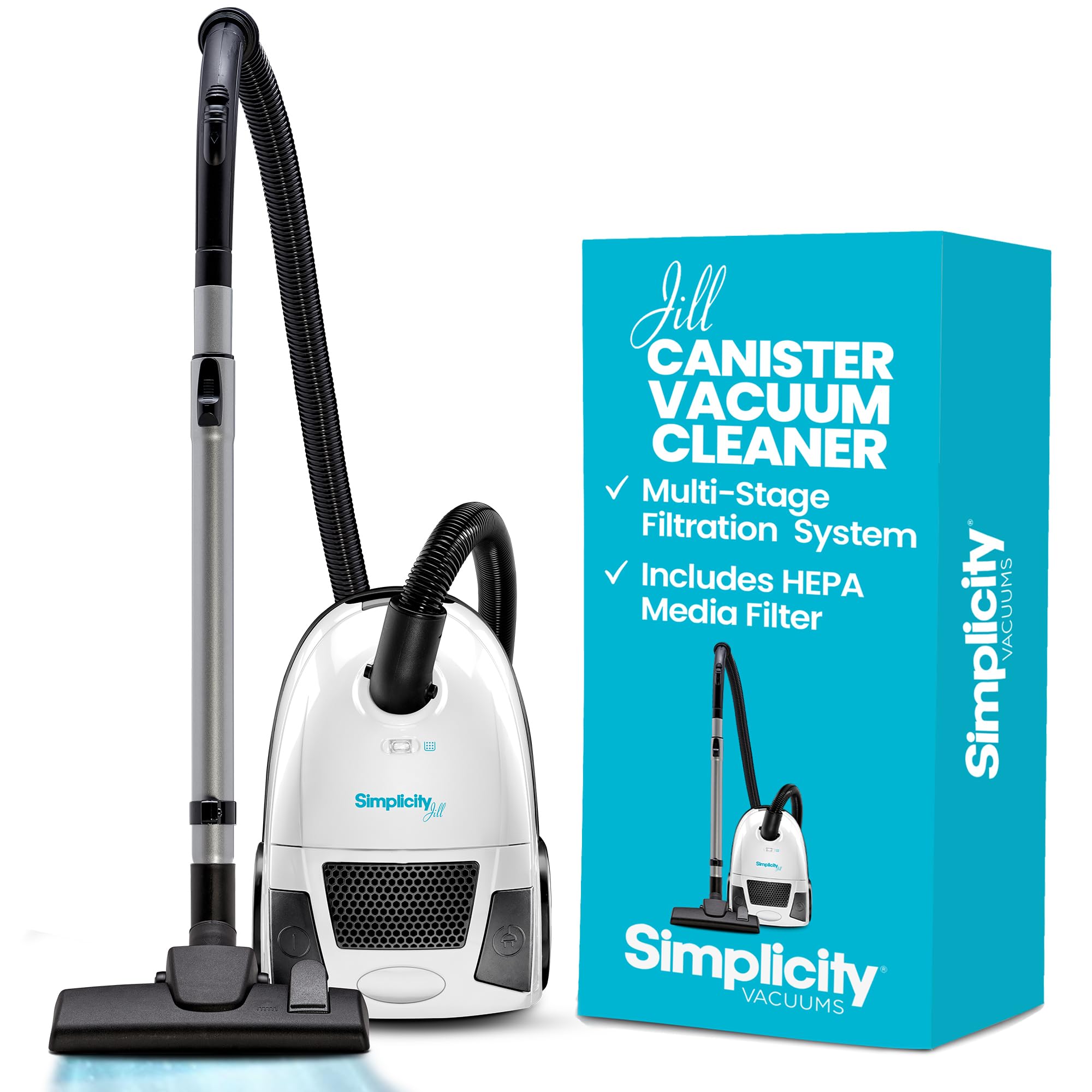 Jill Lightweight Bagged Canister Vacuum Cleaner – Bagged Vacuum Cleaner with Certified HEPA Filter, Adjustable Suction, Suitable for Floor and Rug Cleaning