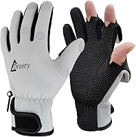Vista 7 de Drasry - Guantes de pesca de neopreno con 3 dedos descubiertos, compatibles con pantalla táctil, cálidos, adecuados para clima frío, para hombres