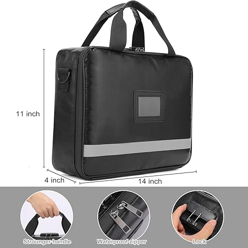 Miniatura 3 de Organizador de archivos con cerradura, bolsa organizadora de documentos ignífuga con cremallera resistente al agua, bolsa de almacenamiento de