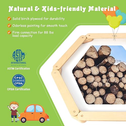 Miniatura 5 de HONEY JOY Escalones de vigas de equilibrio de madera, carrera de obstáculos Montessori para niños, haz de gimnasia para sala de juegos, tabla de