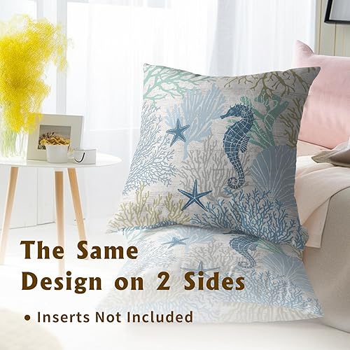 Miniatura 6 de Giwawa Juego de 2 fundas de almohada náuticas costeras de 18 x 18 pulgadas, fundas de cojín decorativas para sofá, dormitorio, decoración del hogar