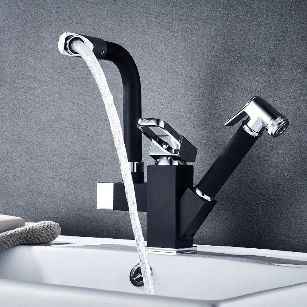 Vinteen 360° Swivel Spout Kitchen Sink Mixer Taps Kitchen Tap With Pull Out Hand Spray Single Lever Faucet，JiumuWang Allbronze Pull-out Kitchen Tap Cold Heat Water Sink Faucet Kitchen Faucet Adjustabl