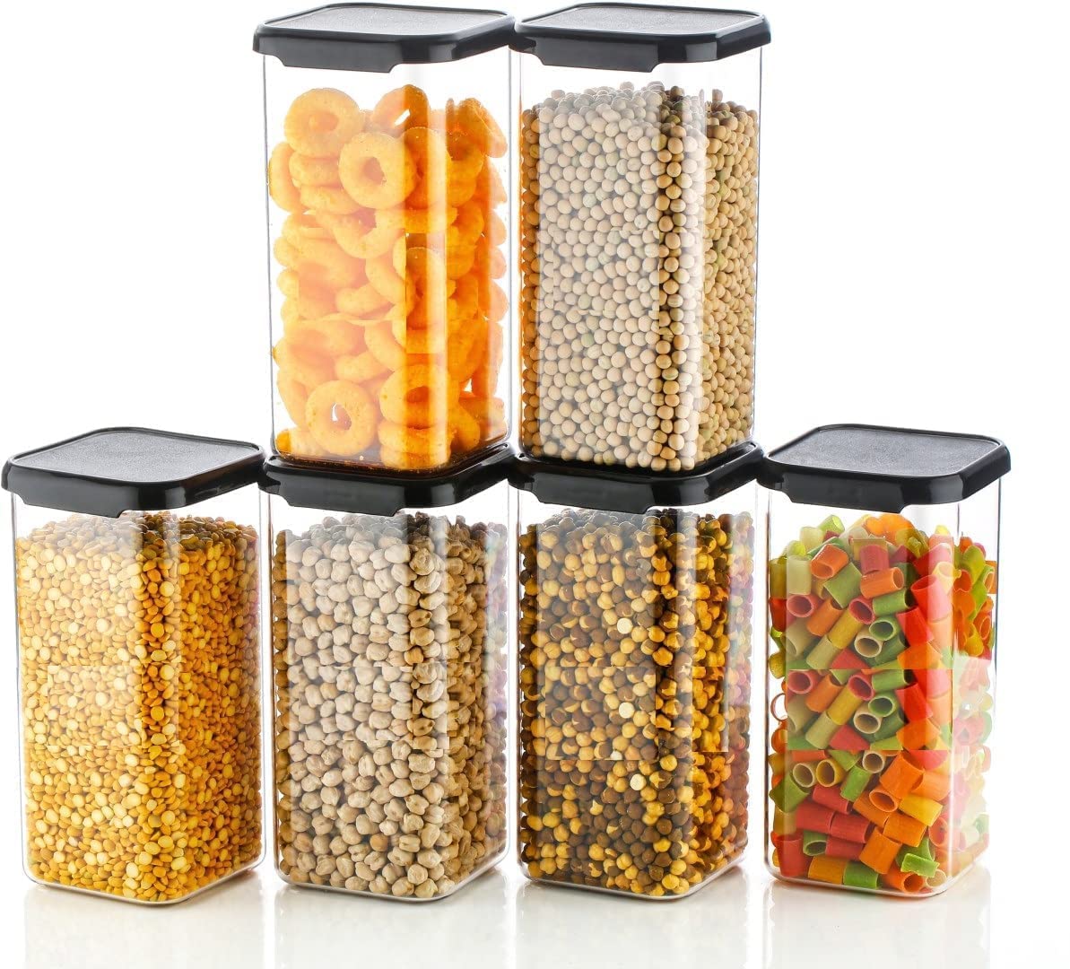 TEKCOOL Air Tight Kitchen Containers Set (Pack of 6, 1500 ML) for Storage Pulses, Cereals, Grains, Dry Fruits, Pantry Organization and More, Food Grade, BPA Free, Stackable, Transparent:, Plastic-image-41