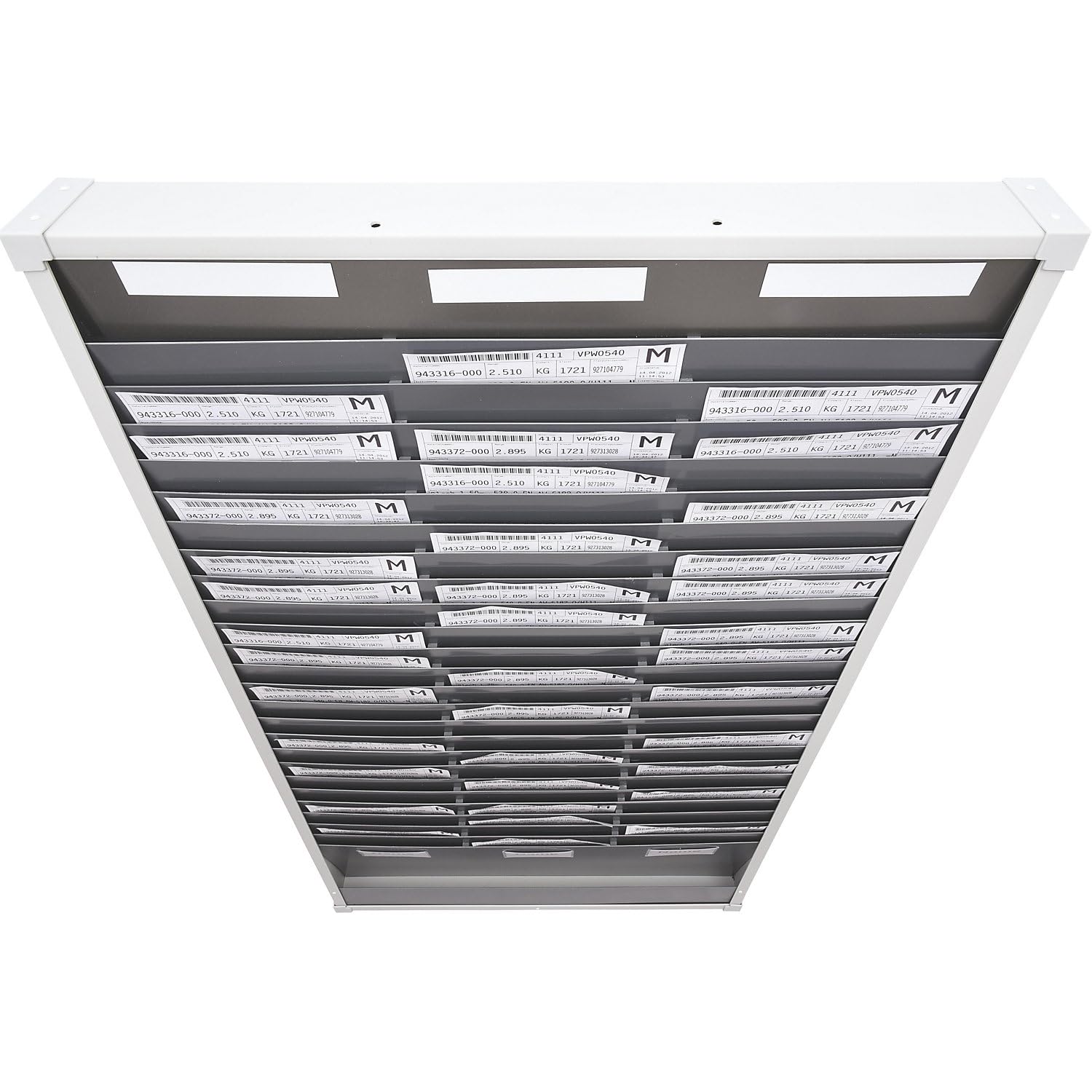 Panel modular clasificador para documentos, 25 compartimentos, altura 1350 mm, con 3 hileras.