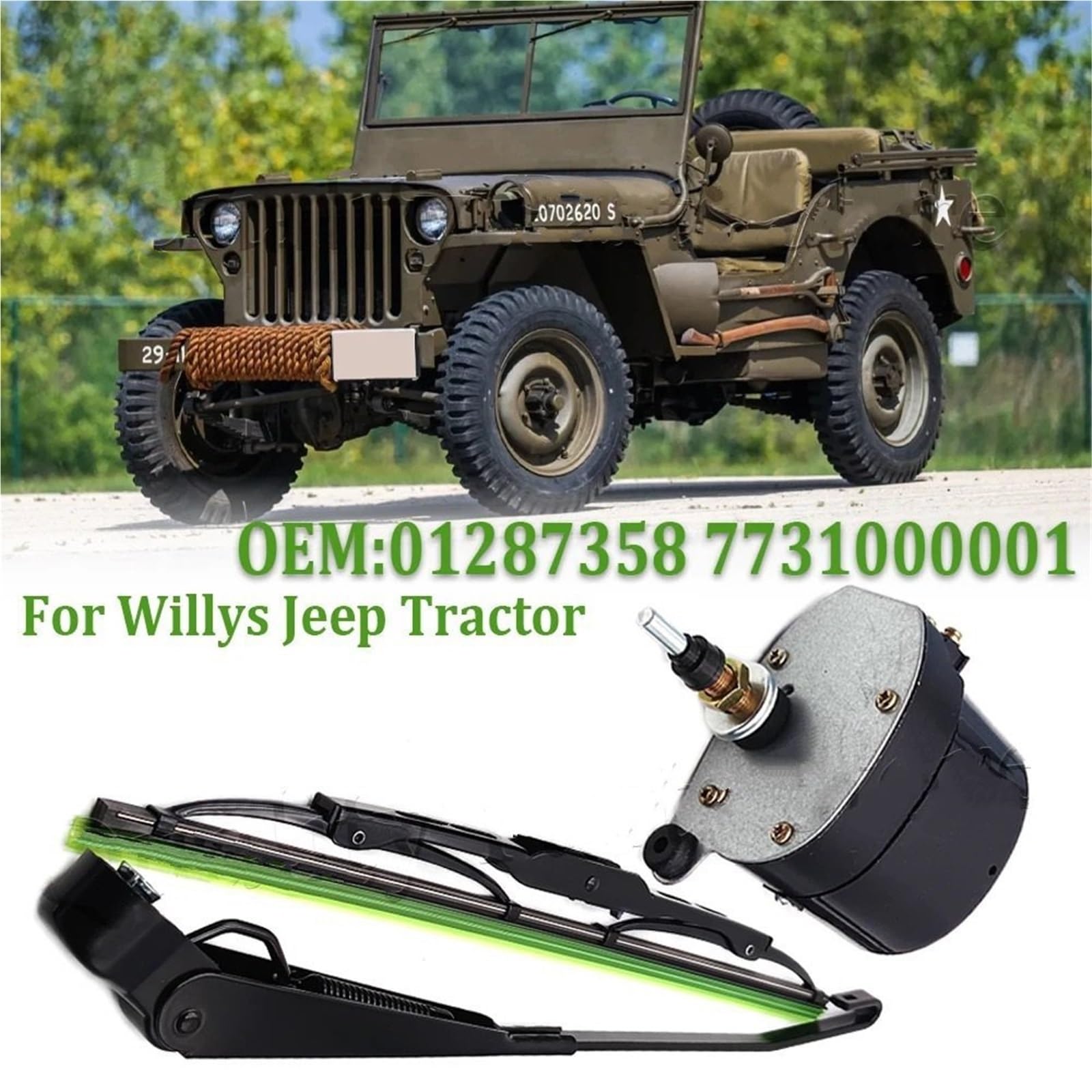 zawór spryskiwacza Zestaw silnika wycieraczek szyby przedniej 12 V do Willysa, pasuje do ciągnika Jeep, 01287358 7731000001 0390506510 Pompka spryskiwacza(Motor)