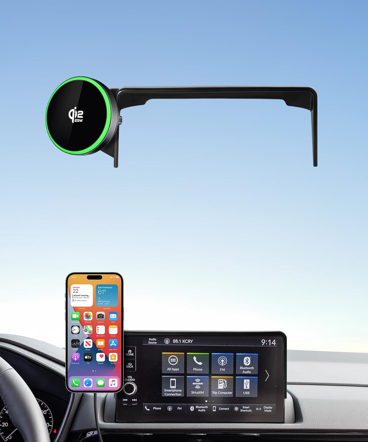 Qi2.2 Max 25W Fast Wireless Car Charger Phone Holder for 2023-2026 Honda HR-V/CR-V/Hybrid 7/9-Inch Screen, Magnetic Phone Mount Compatible with MagSafe