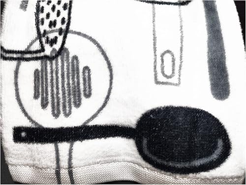 Miniatura 7 de Juego de toallas de cocina 5 paños de cocina de algodón a juego gris, negro, blanco estampado y sólidos con un clip blanco para toallas