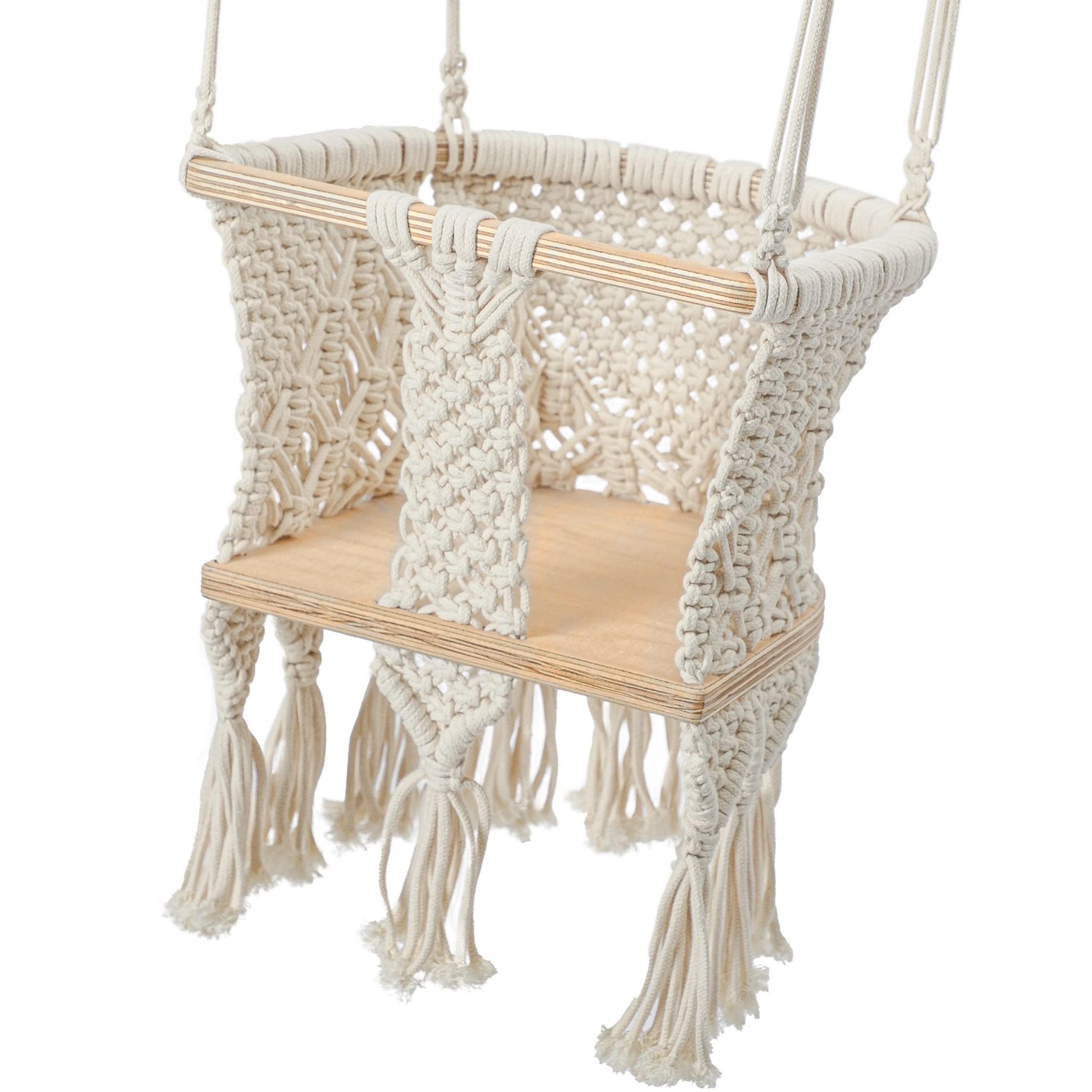Buy Mass Lumber Macrame Baby Swing Chair Set with Ceiling Hardwares
