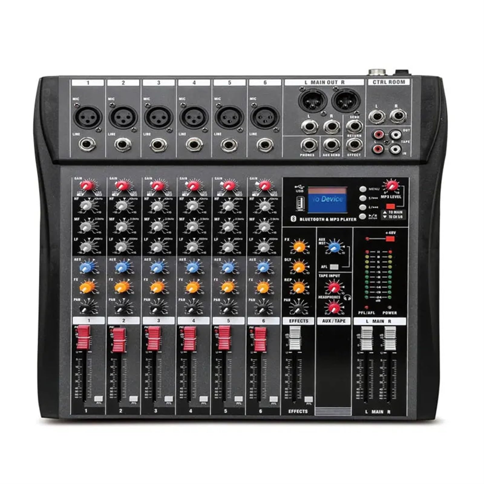 48V 6/8/12 kanałów profesjonalne studio mikser au-dio USB DJ konsola miksująca dźwięk moce Phantom wzmacniacz monitora(6 Channels)