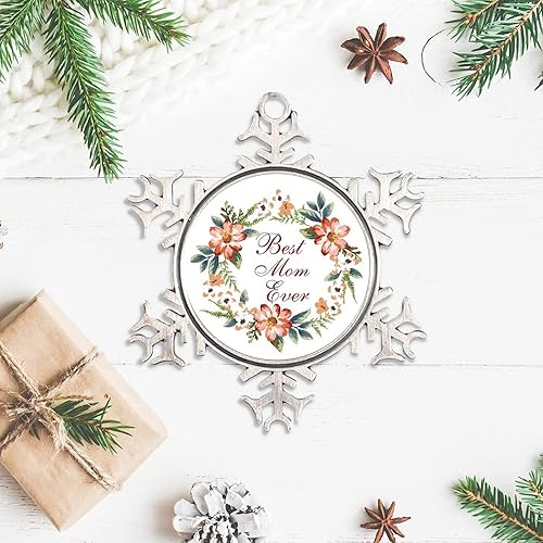 Miniatura 9 de Marco de la familia is Forever de Navidad adorno de Navidad plateado corona floral adornos de copo de nieve decoración de fiesta de árbol de Navidad