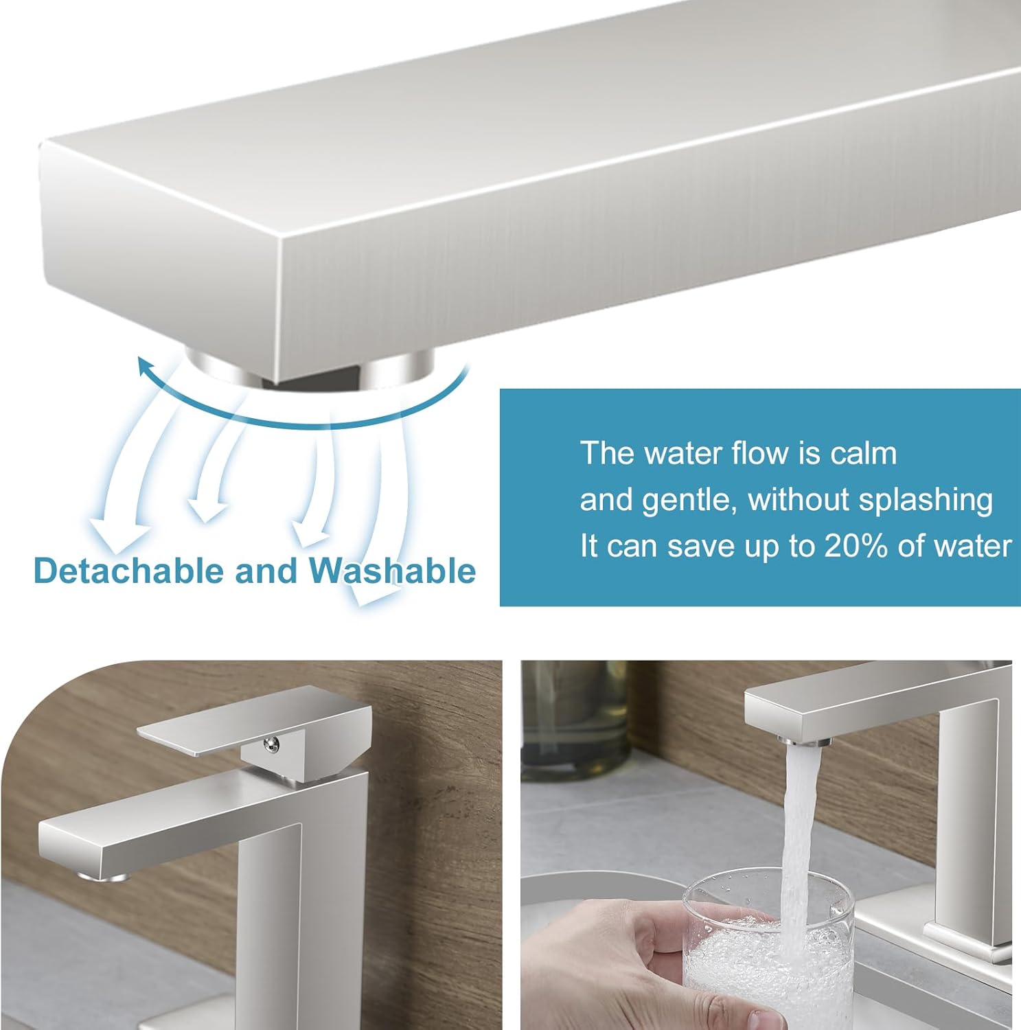 Bathroom Sink Faucet Single Hole Brushed Nickel Single Handle Faucet with Pop-up Drain and Deck for 1 Hole or 3 Hole Bathroom Sink Vanity
