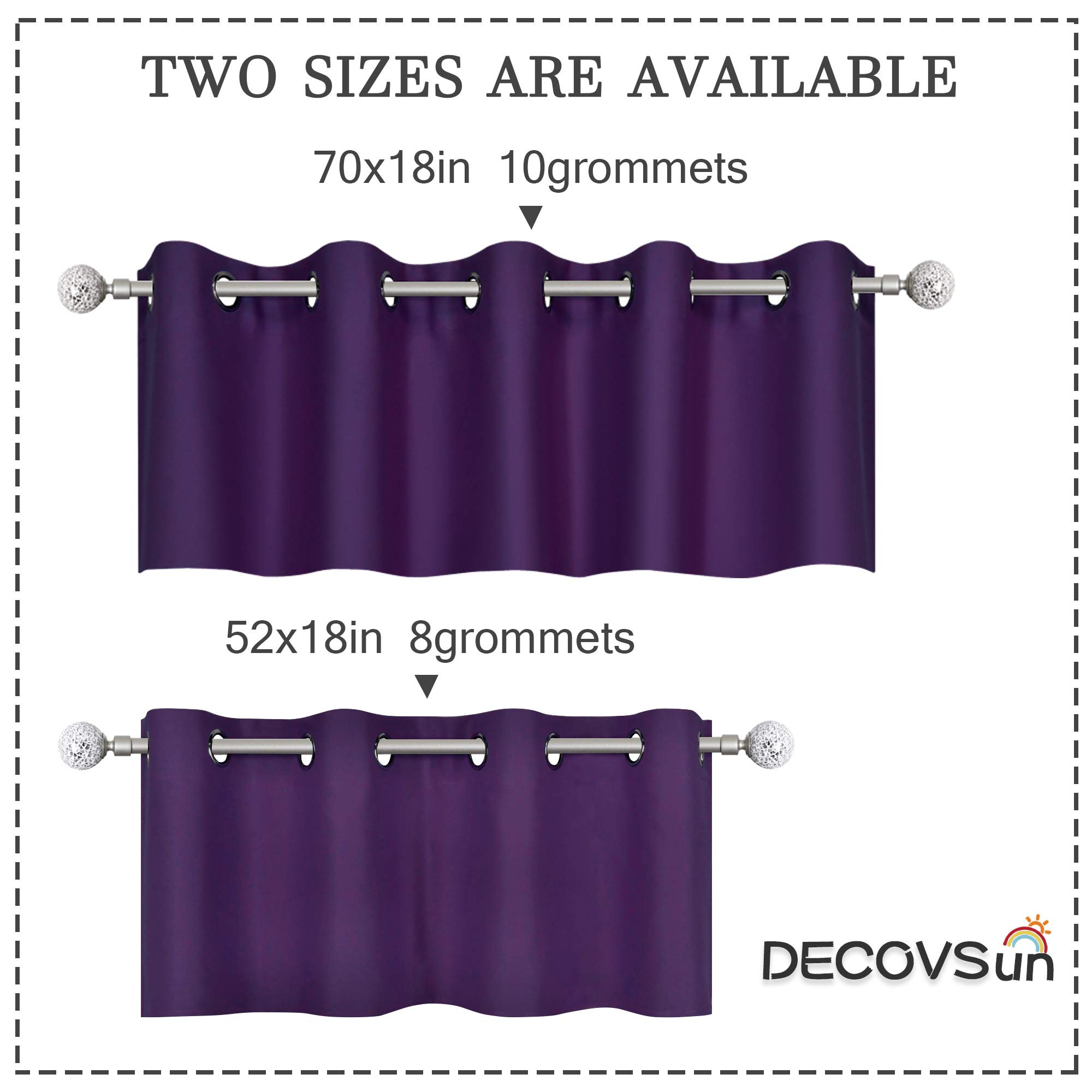 DECOVSUN - Tende con mantovana per camera da letto, tinta unita, oscuranti, termiche, isolanti, per soggiorno, cantina, loft/ufficio, 70 x 18 cm, 1 pannello, colore: grigio