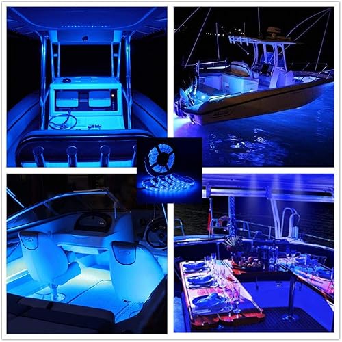 Vista 4 de Tiras de luz LED para pontón, luz LED marina impermeable de 12V 5M/16.4FT para interior de barco, luces de cubierta de barco para pesca nocturna