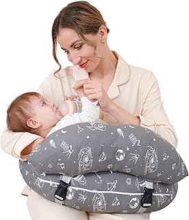 Insugar Nursing Pillow for Breastfeeding, Plus Size Shredded Memory Foam Breastfeeding Pillows for Mom and Baby, More Support with Fence Protection, Adjustable Waist Strap, Removable Cotton Cover