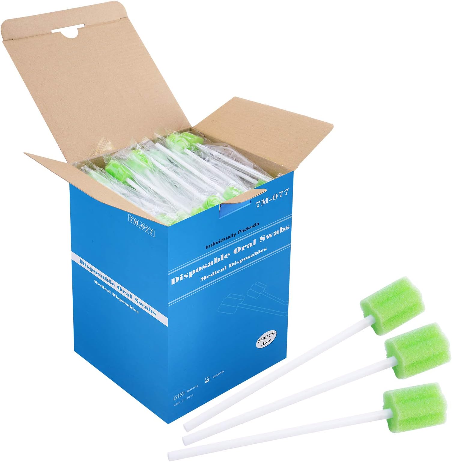 250 Count Unflavored Disposable Oral Swabs -Green