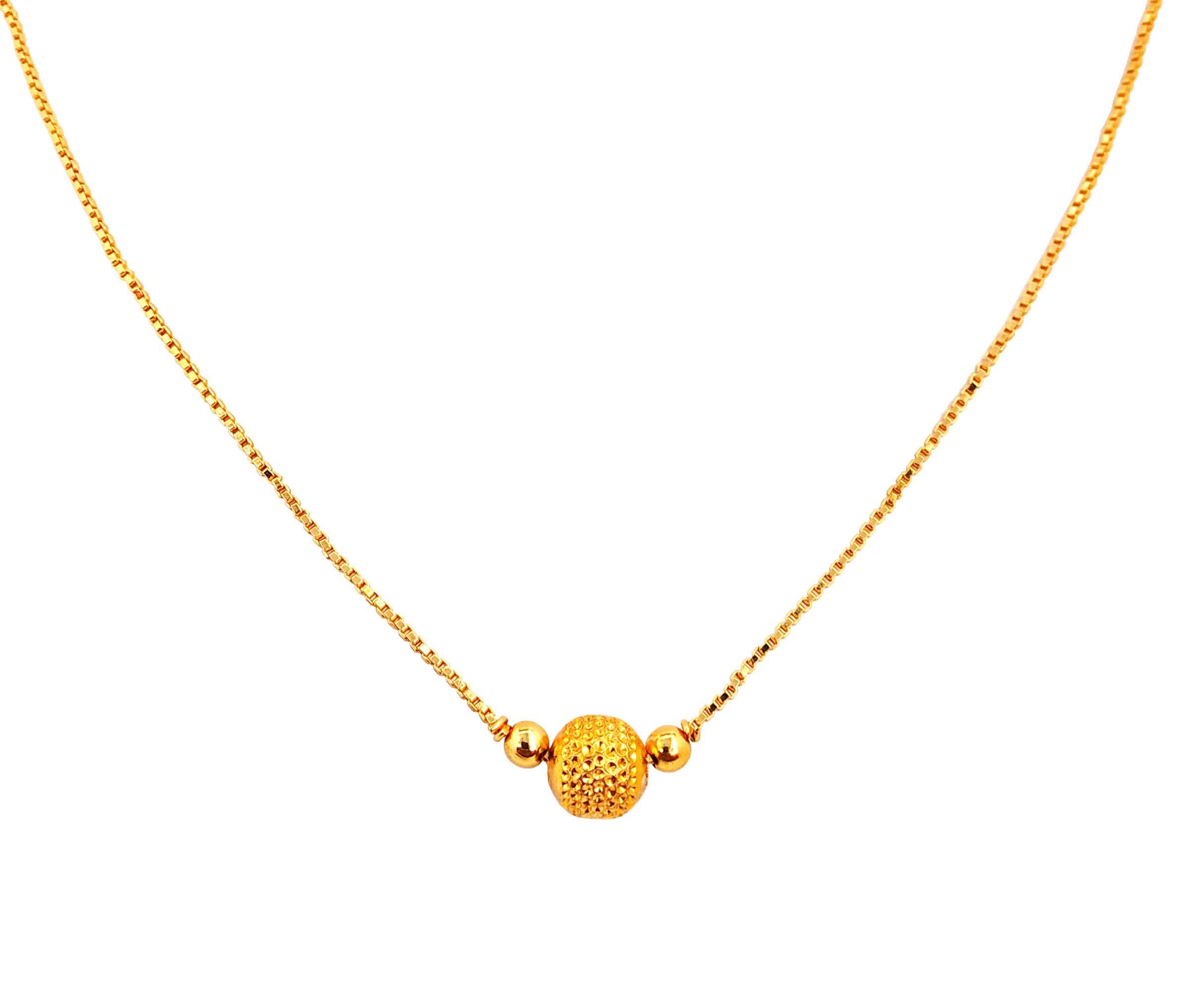 JHB Gold Plated Single Boll Pendant with Chain for Women and Girls