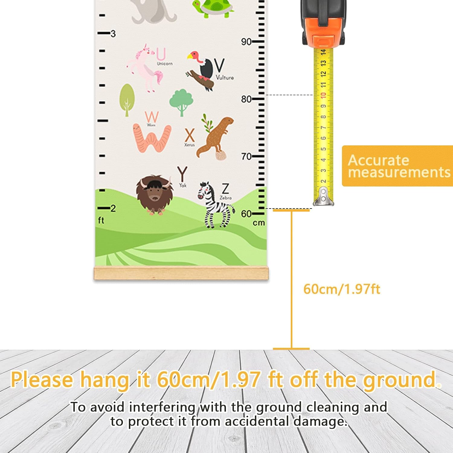 Paintable Animal Alphabet Growth Chart for Kids, 11.8" x 55.1" Canvas Art image 4
