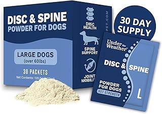Under The Weather Disc & Spine Health Powder for Dogs | Spinal Disc Support | Vet Formulated Dog Joint Supplement for Long-Backed Breeds | IVDD Dog Supplies | Chicken Flavor Packets for 30 Day Supply