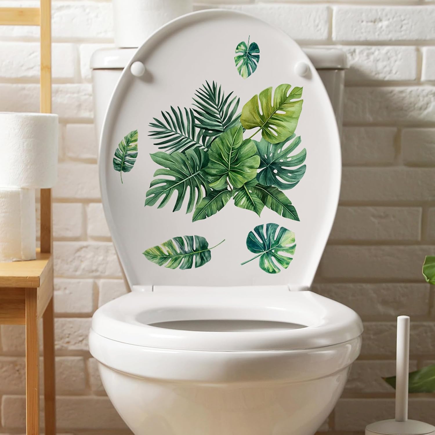 Spring Toilet Stickers Decals,PVC Self-Adhesive Leaf Plants Toilet Lid Tank Seat Decals Wall Stickers Valentine's Day Decorations Spring Home Decorations