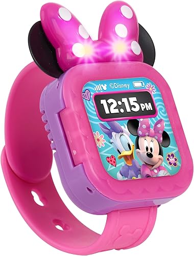 Vista 5 de Disney Junior Minnie Mouse Play Smart Watch con luces y sonidos, 3 piezas, juego de roles, juguetes para niños a partir de 3 años de Just Play