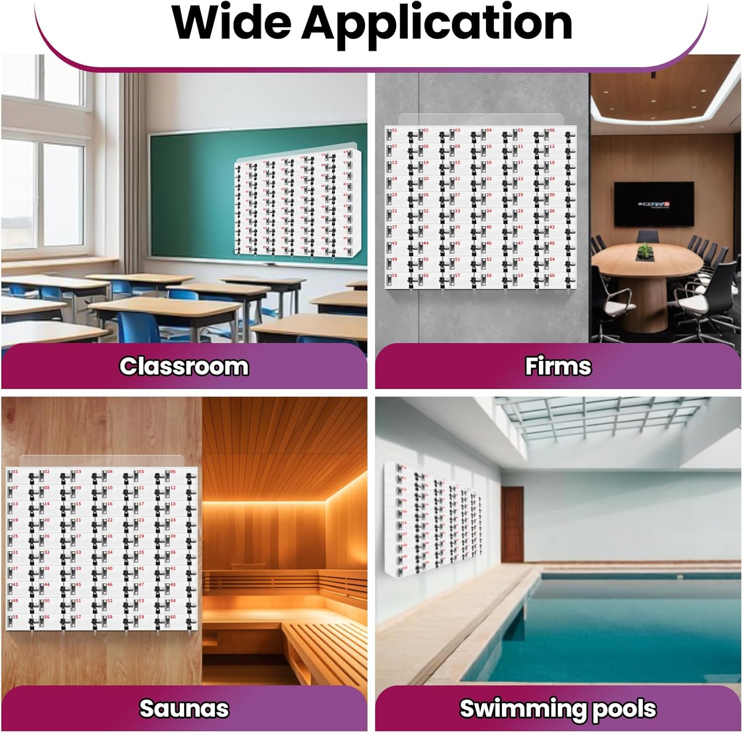 Mobile Phone Storage Box Transparent Acrylic Mobile Phone Security Locker with Key,60-Slot Wall-Mounted Acrylic Cell Phone Locker - Secure Storage Cabinet with Individual Locks & Keys for of