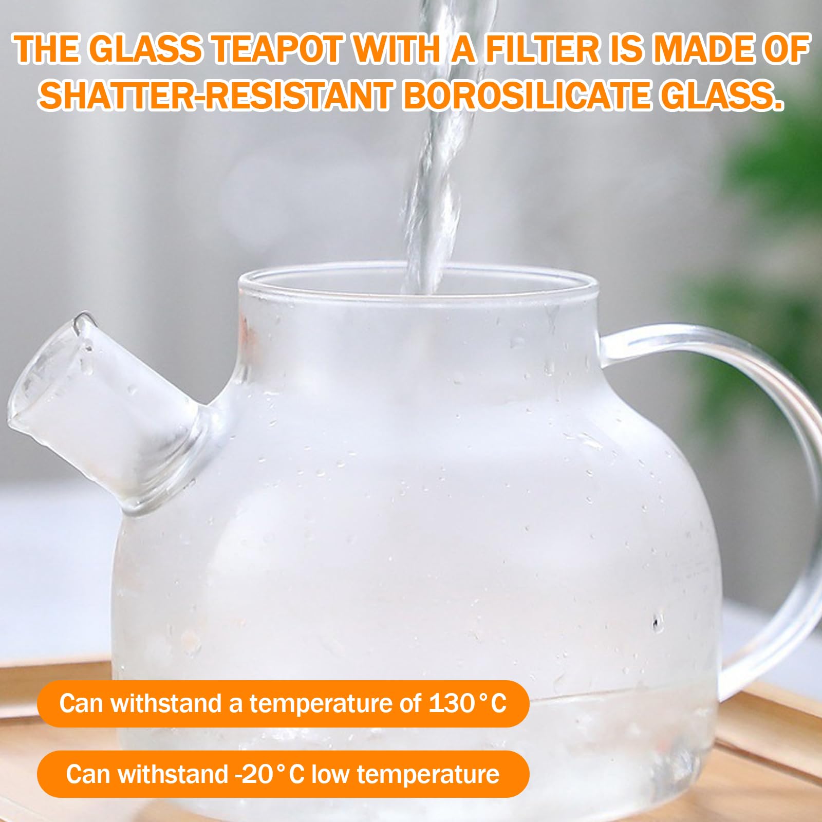 BAIFULAI 1,8L Teekanne Glas mit Siebeinsatz, Edelstahl Erhitzer Teekocher Kanne Set aus Borosilikatglas Teekanne mit Stövchen für Teelicht Teesieb Teekann Teapot mit Teebereiter und Sieb