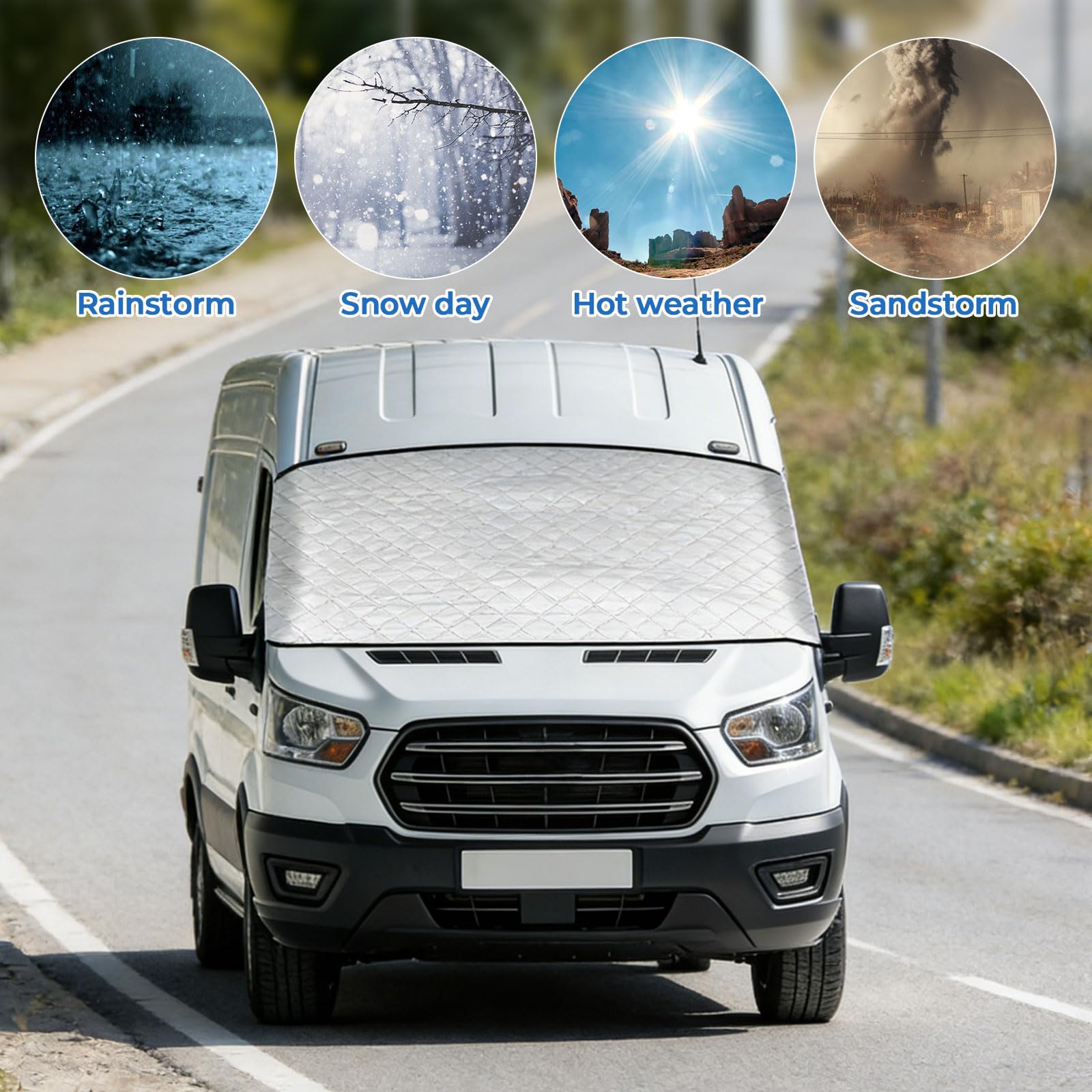 Frontscheibenabdeckung für Ford Transit MK8 MK9 2014-2026, wasserdichte Frontscheibe Sonnenschutz Auto Windschutzscheibenabdeckung Sonnenschutz Frost Schnee Schutz