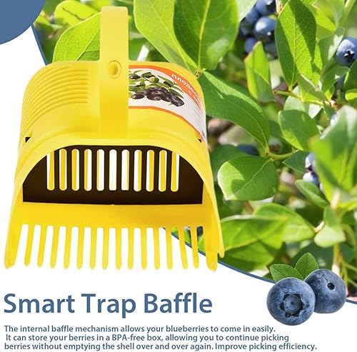 Miniatura 5 de Recogedor de arándanos, recolector de bayas con dientes metálicos de peine y mango ergonómico, herramienta de cosecha de arándanos para plantar y