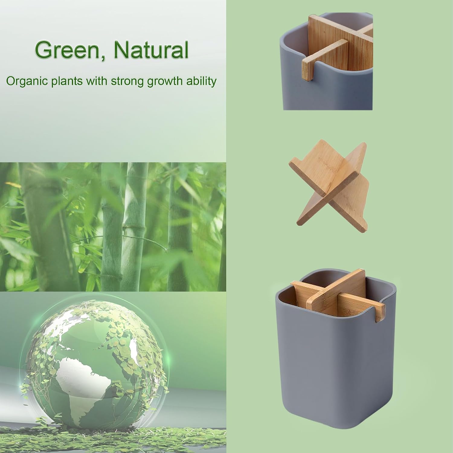 Aoheuo Bamboo-Toothbrush Holders-Multifunctional-Electric Toothbrush-Storage Box-Natural Tough-Toothpaste-Holder Suitable for Bathroom Countertops, Sink, etc. image 3