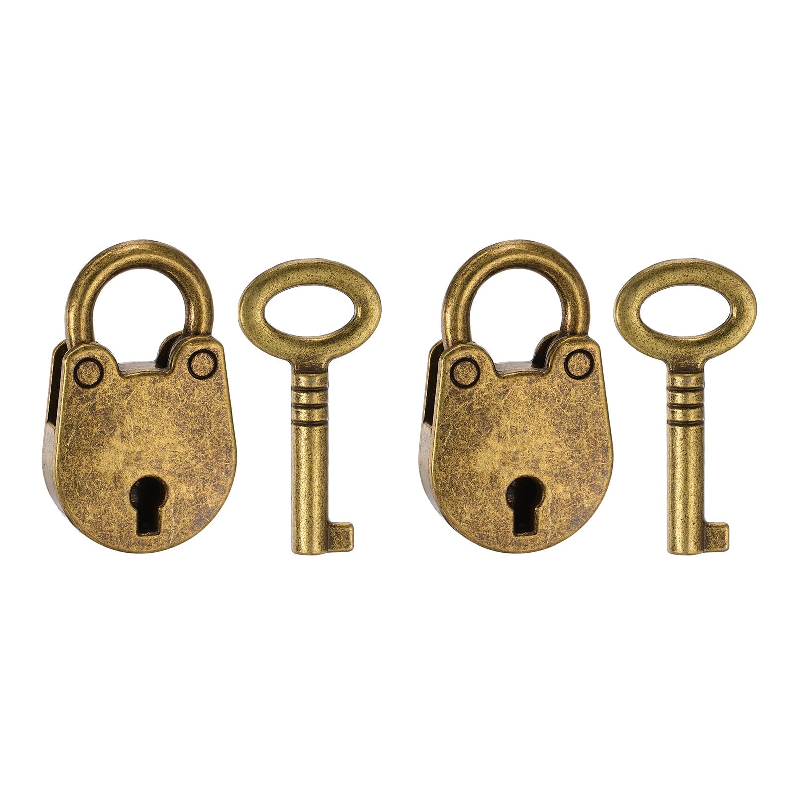 PATIKIL Mini Bear Padlock, 2 Pcs Small Metal Decorative Diary Lock Mini Keyed Padlocks with Keys for Diary Book Suitcase Jewelry Box Backpack Luggage, Bronze