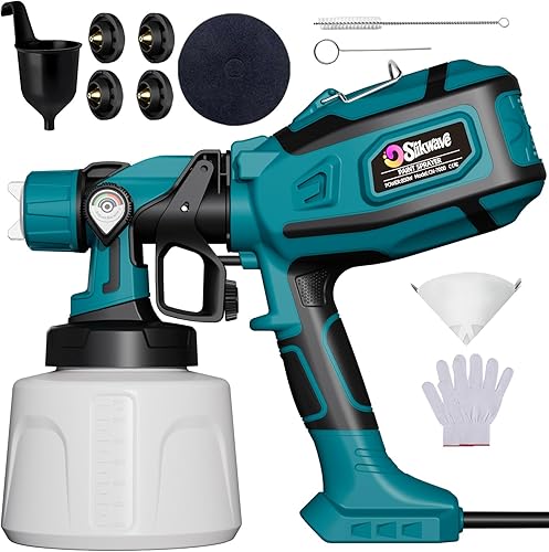 Pulverizador de pintura, pistola de pulverización HVLP de 850 W con recipiente desmontable de 47.3 fl oz, pulverizadores de pintura eléctricos con 4