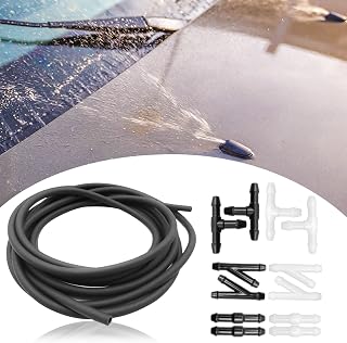Windshield Washer Hose Kit, 4 Meter Universal Washer Fluid Hose with 12 Pcs Hose Connectors, Suitable for Most Car Windshield Fluid Tubing