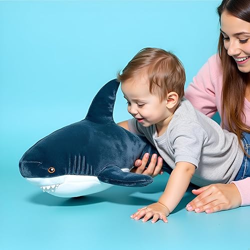 Miniatura 10 de Peluche de tiburón gigante con peso de 31 pulgadas, 15 % XL, almohada de tiburón gordito, peluche de tiburón suave, decoración de tiburón, regalo