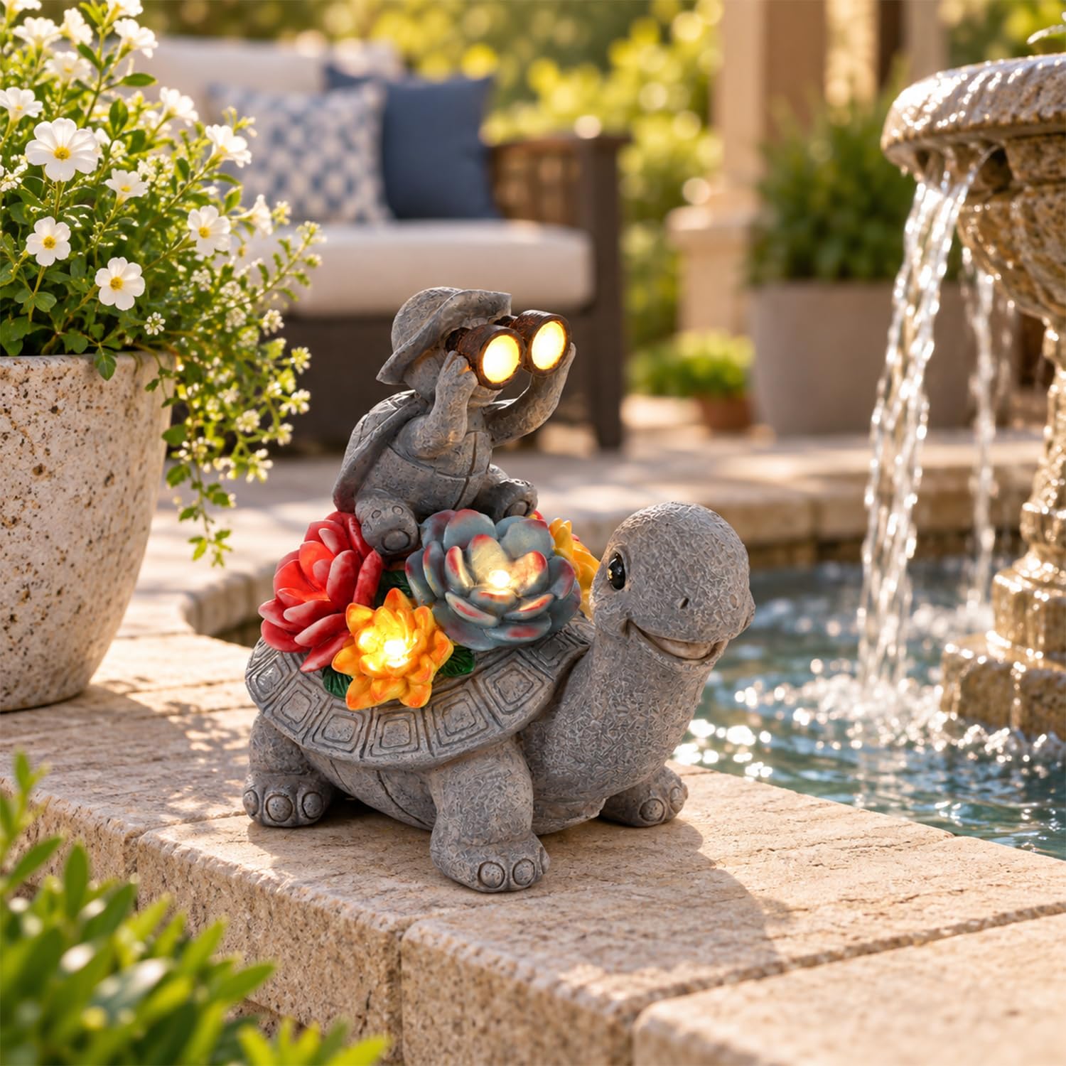 Statua solare del giardino della tartaruga, luce solare della tartaruga