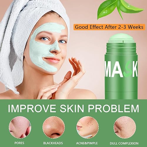 Miniatura 4 de Mascarilla facial de té verde para cara, removedor de puntos negros con extracto de té verde, mascarilla de limpieza profunda sin poros para