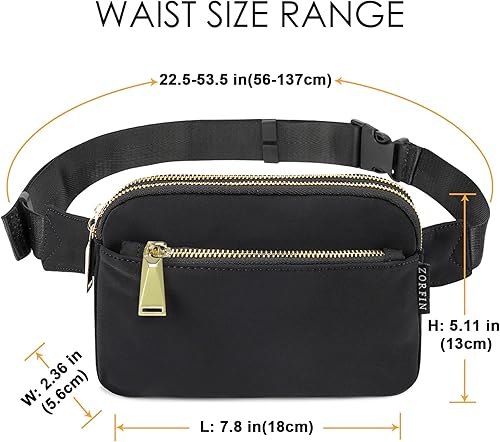 Miniatura 2 de ZORFIN Riñoneras para mujeres y hombres, cinturón de moda con correa ajustable para exteriores, entrenamiento, viajes, casual, correr, senderismo,