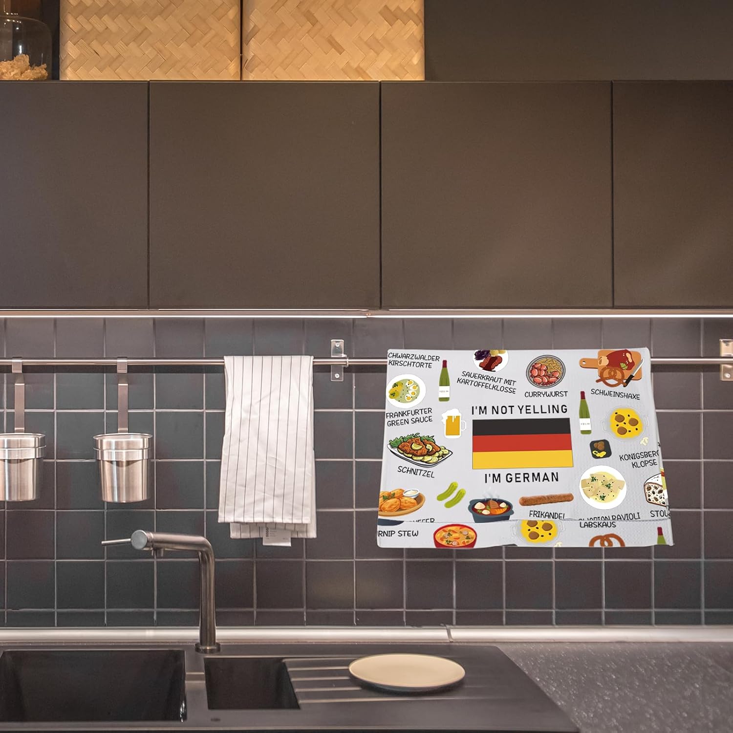 Germany Country Map Europe Cuisine Lover Kitchen Towel Mom Dad BFF German Food Cooking Travel Tea Towel (I'm German) - Image 5