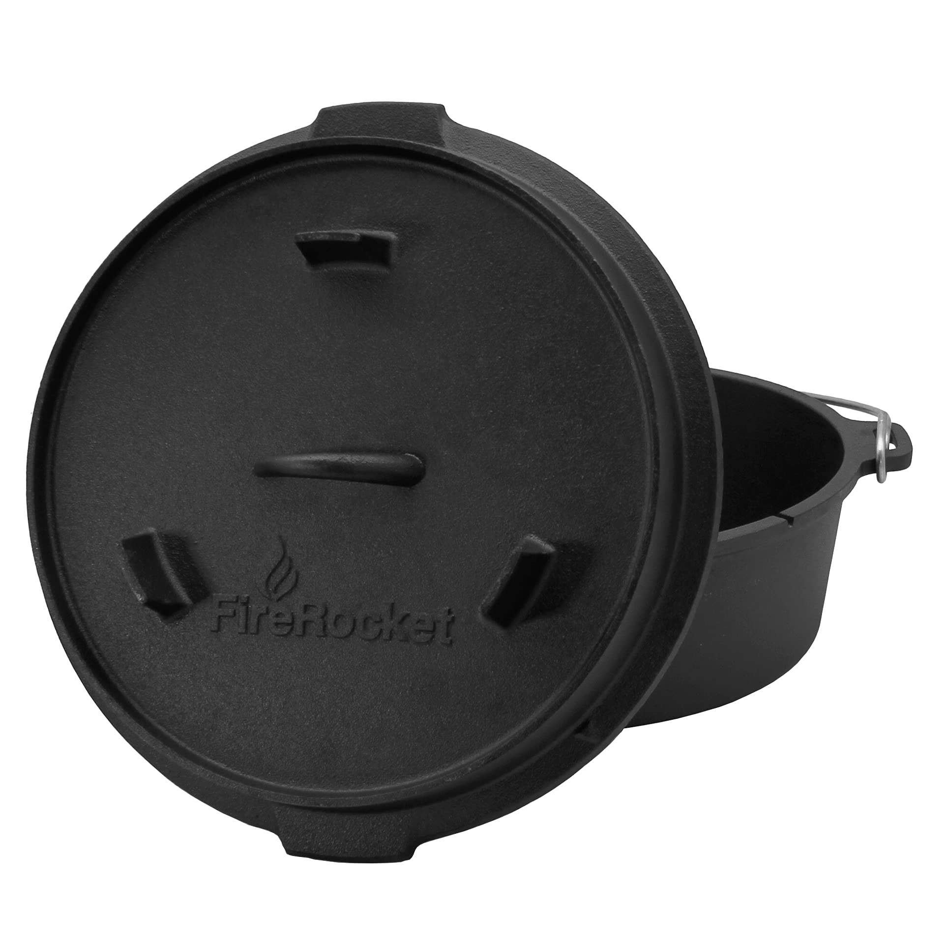 Dutch Oven 6 qt 5,5 L | Premium Gusseisen Schmortopf ohne Füße | Gusstopf Feuertopf niederländischer Kochtopf | Gasgrill offenes Feuer