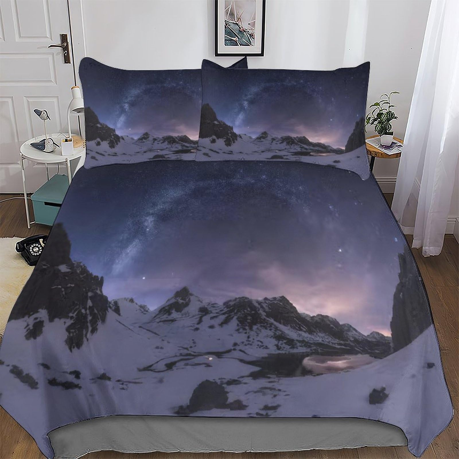 Via De Invierno Bedding Set for Girls Boys Adults Comforter Cover Soft Duvet Cover Room Decor Bedspread Cover 3 Pcs Set Hypoallergenic Microfiber Poly Cotton Quilt Cover Double (200x200cm)