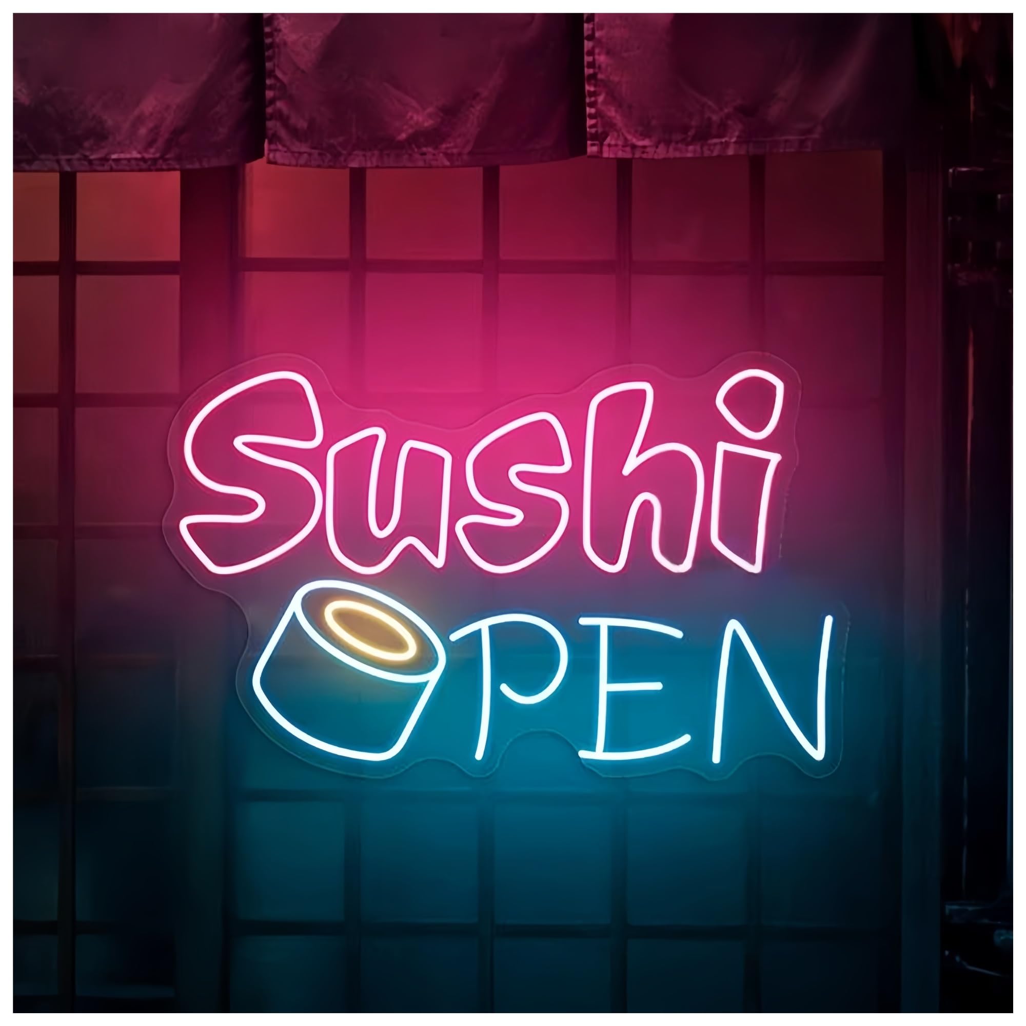 SHOUXI Sign Lamp Sushi Open Neon Sign Japanese Restaurant Home Kitchen Decor 50cmx39cm(A)