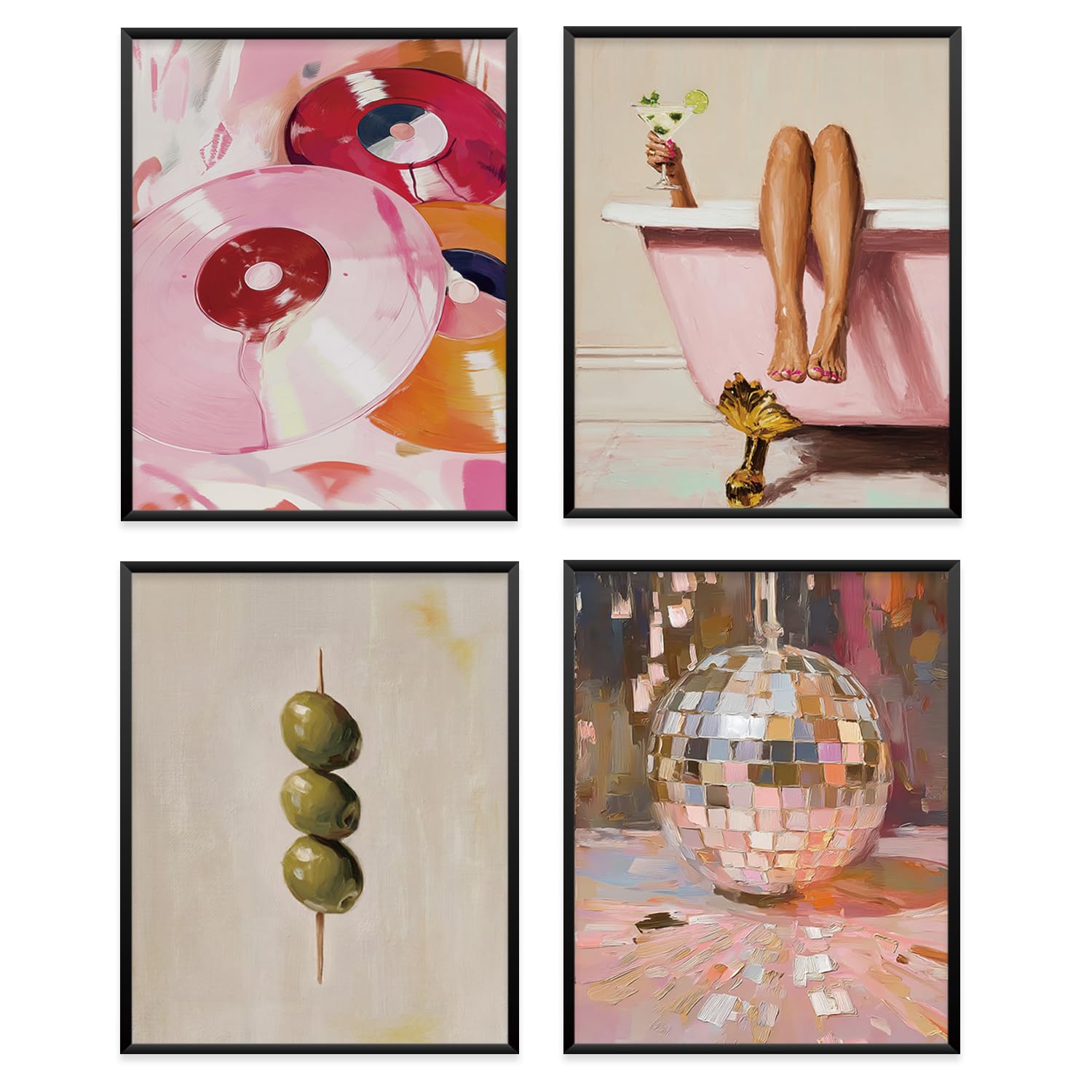 VONTP Juego de 4 bolas de discoteca rosa Y2K para decoración de pared, 8 x