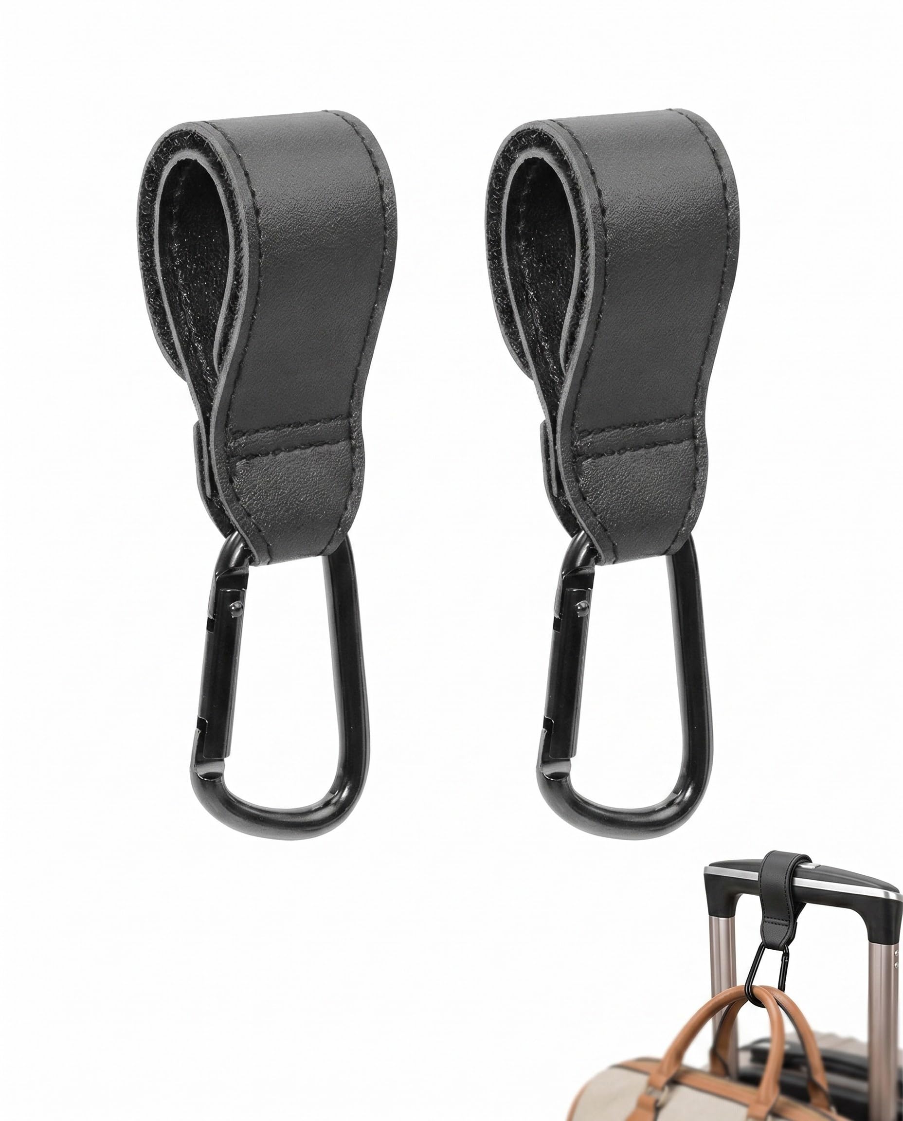 BIRLOZA 2 PCS Ganchos para Maleta para Chaqueta y Bolso, soportan accesorios de viaje hasta 10kg, regalos ideales para viajeros y asistentes de vuelo (Negro)