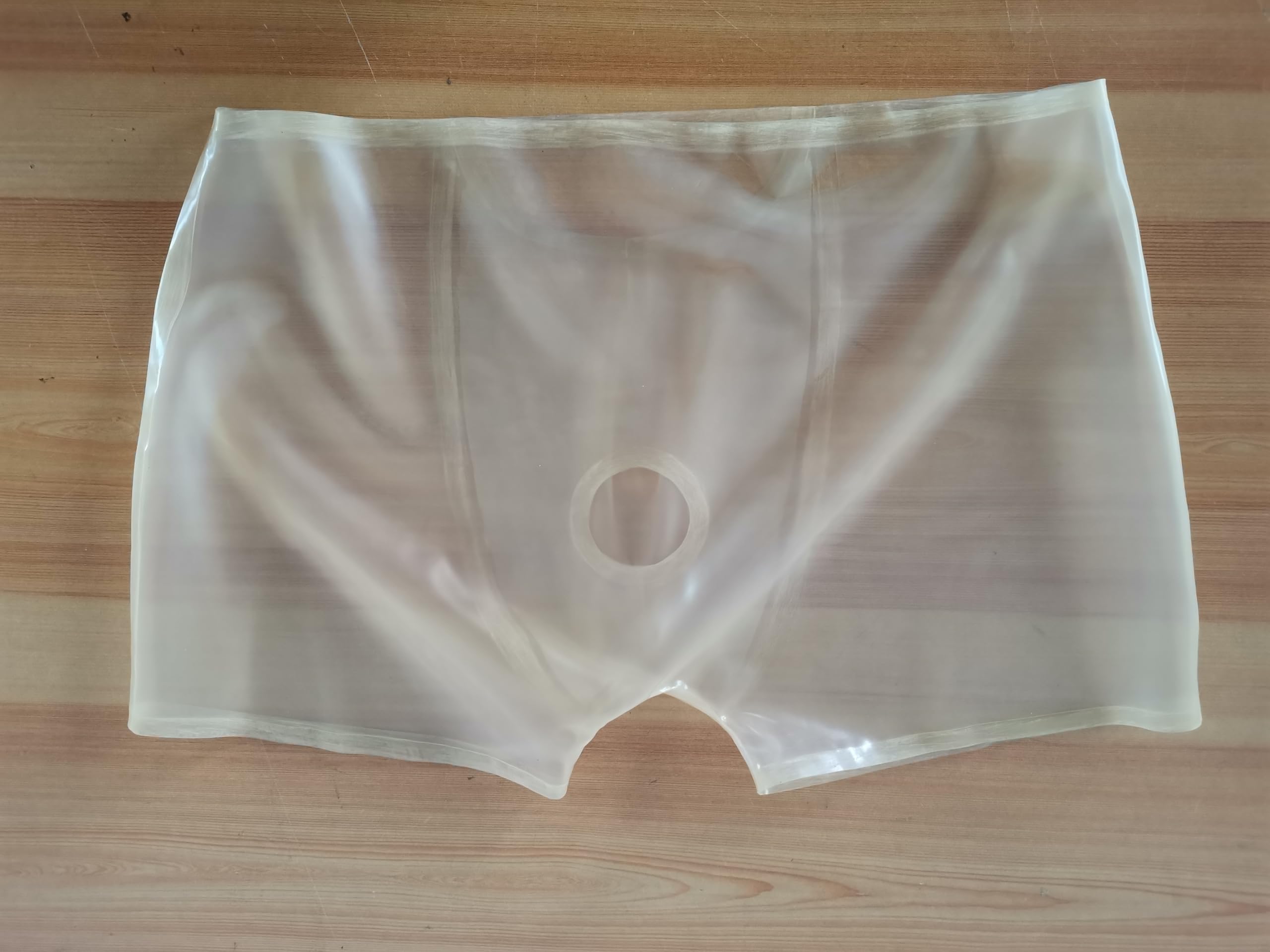 MFMYEE Hommes Transparent Fait à la Main Épaissir Latex Fétiche Exotique sous-vêtements Hommes Slips Shorts
