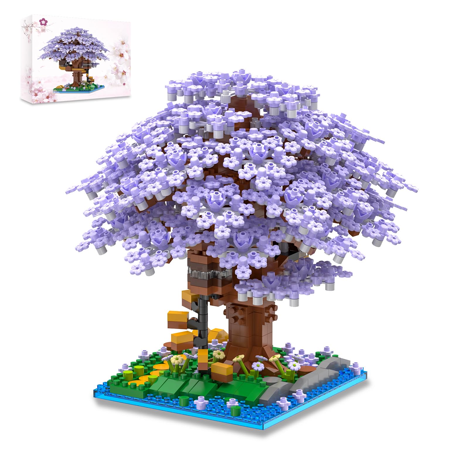Amazon.co.jp: QISHOUTING 桜の木の組み立てブロック 大人用 (紫の桜