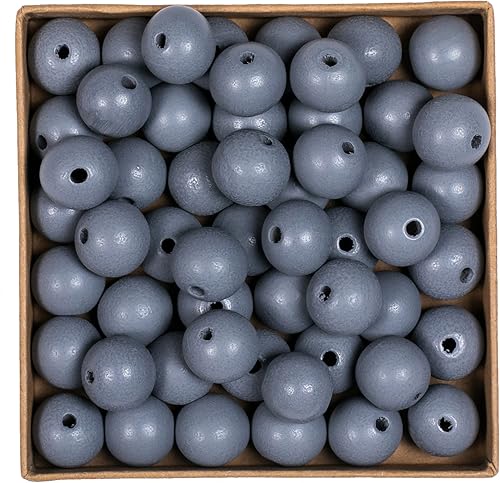 Miniatura 3 de Decoendiy 100 cuentas de madera para manualidades, cuentas de madera redondas de colores de 0.78 pulgadas, cuentas espaciadoras sueltas pulidas de