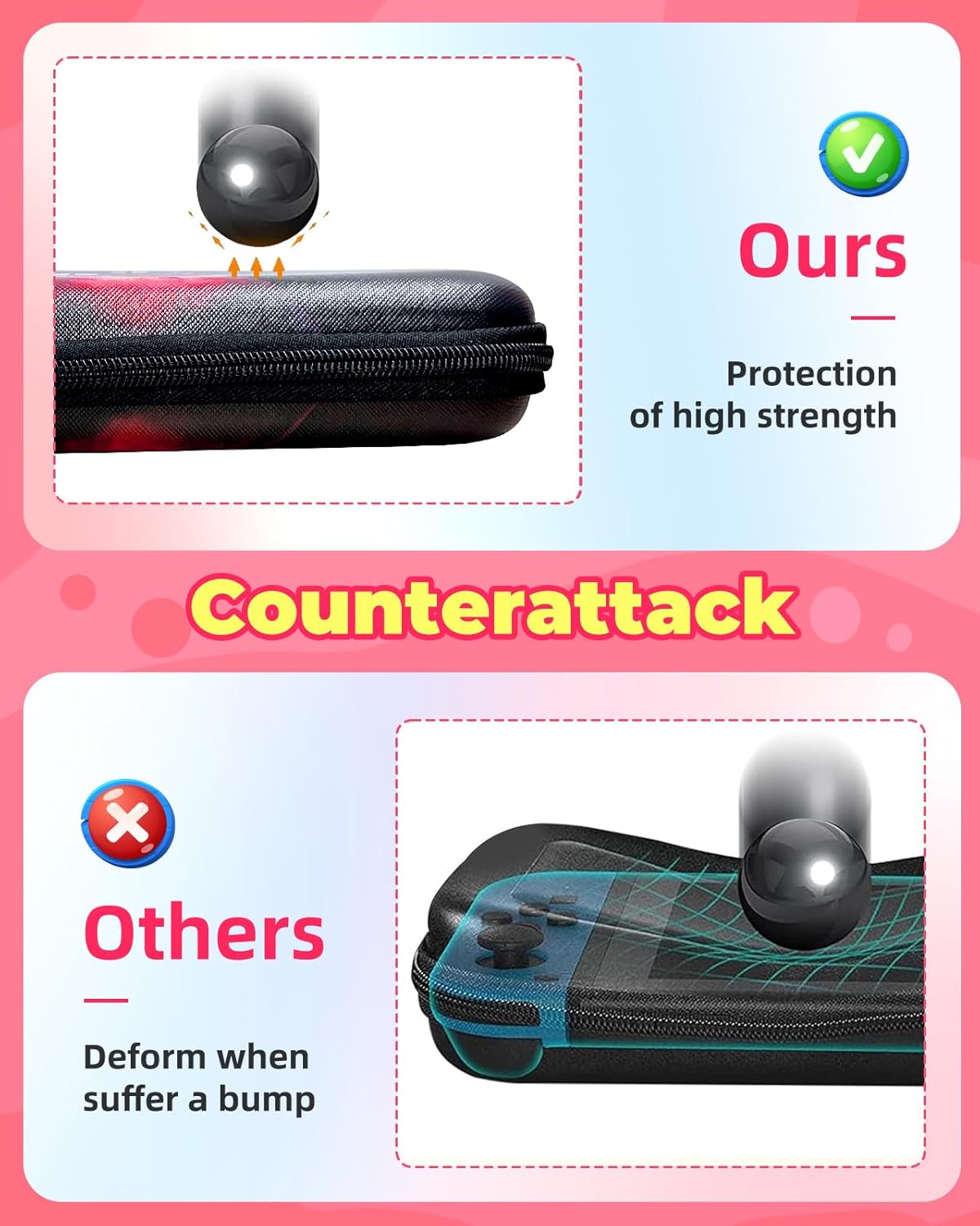 Xinocy for Nintendo Switch for Switch Lite Carrying Case - Cute Kawaii Design for Switch Lite Travel Cases Portable Storage Carry Protective Hard Shell for Women Girls Boys Teens, Black - Image 5