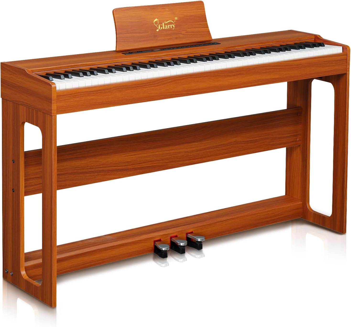 Glarry Digital Piano 88 Weighted Keys with Piano Headphones, Full Weighted Hammer Heavy Action Electric Keyboard Piano for Beginners, Piano Keyboard with 3-Pedal Unit, Double Bluetooth (Walnut)