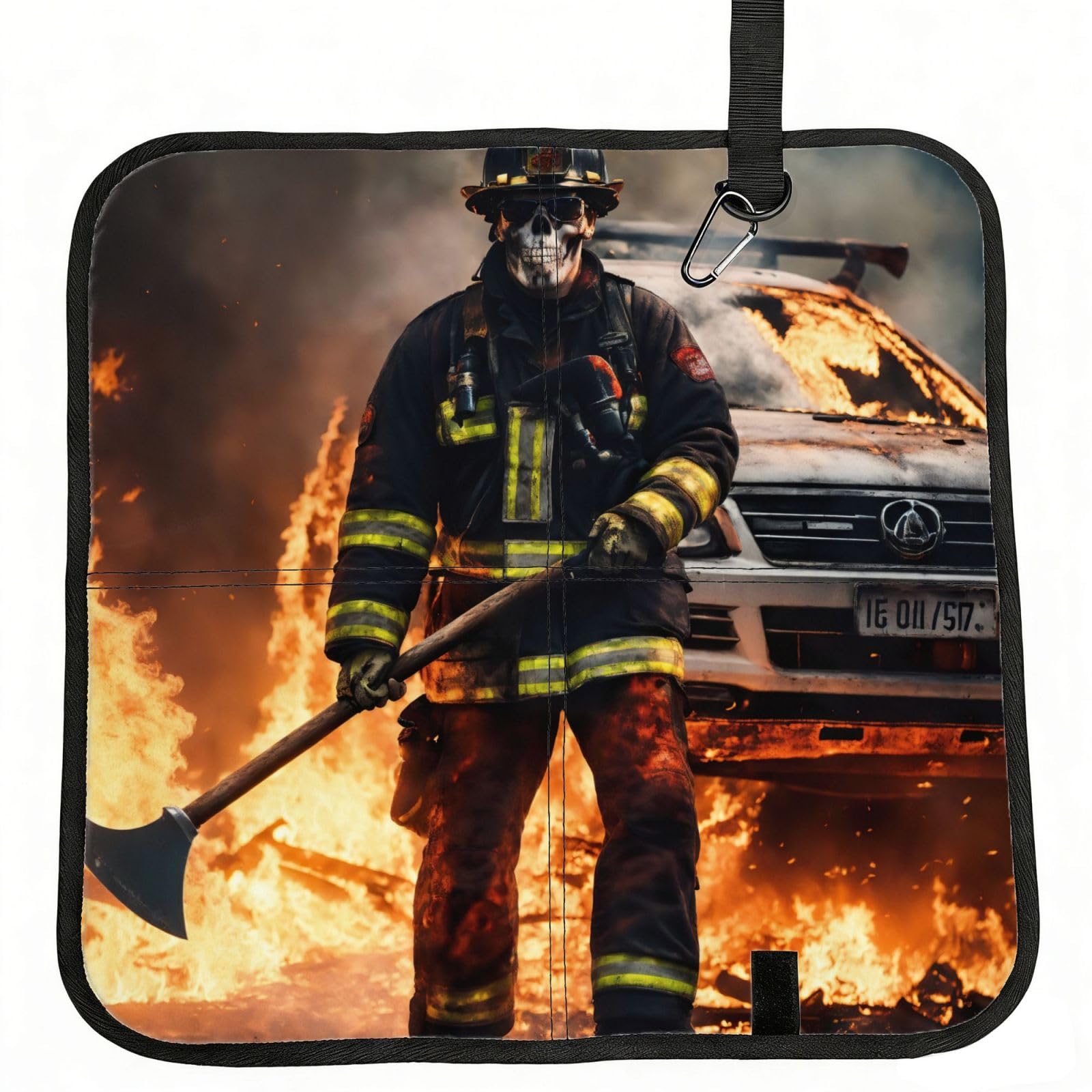 PPHGUT Firefighter Fireman Flame Print Foldable Seat Cushion Waterproof Portable Chair Pad Travel Outdoor Picnic Camping