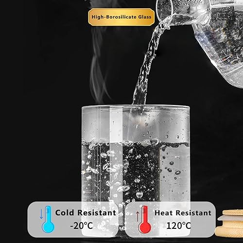 Miniatura 5 de Paquete de 4 tarros de vidrio con tapas de bambú, recipientes de vidrio de 18.5 onzas con tapa hermética de bambú 100% sellados, tarros de avena