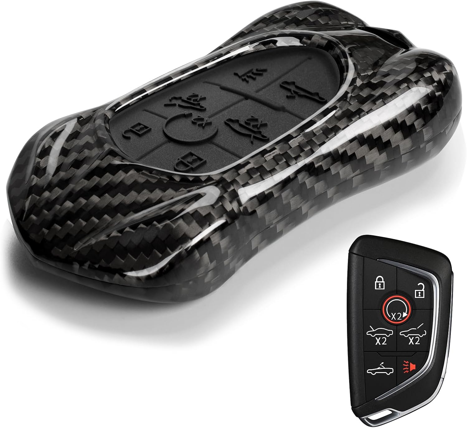 T-carbon Key Fob Cover Fits for Corvette C8 2020-2026 Key Fob Luxury Sports Car Inspired Design,Carbon Fiber Texture,Protective Key Case Compatible with Corvette C8 Z51 Z06 Smart Key(Black)